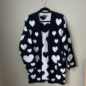 Maeve Black and White Heart Cardigan